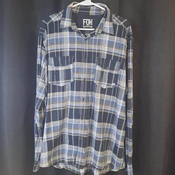 Fox Racing Button Up Long Sleeve Shirt Men's Size XL Slim Fit Classic Casual - Picture 1 of 7